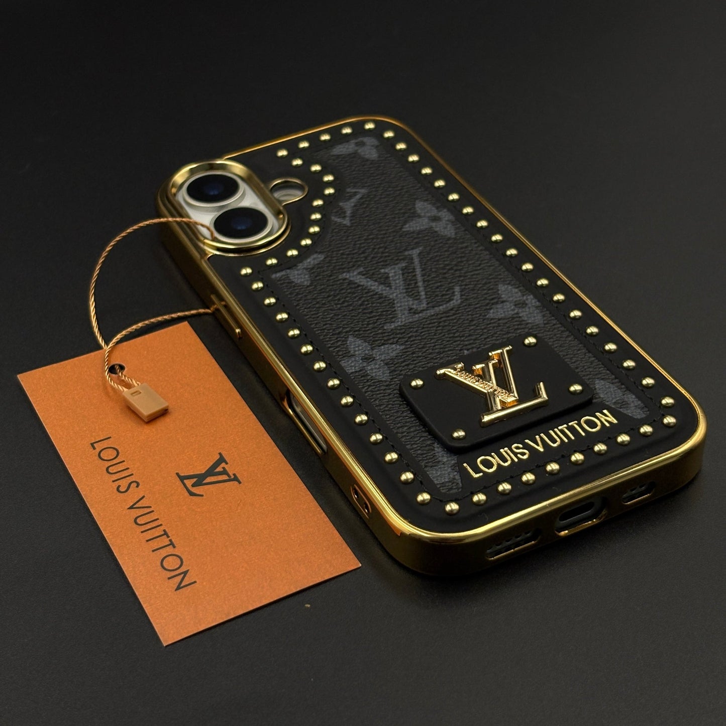 Gold Chrome Border Luxury Fashion Brand Monogram Case for iPhone 17