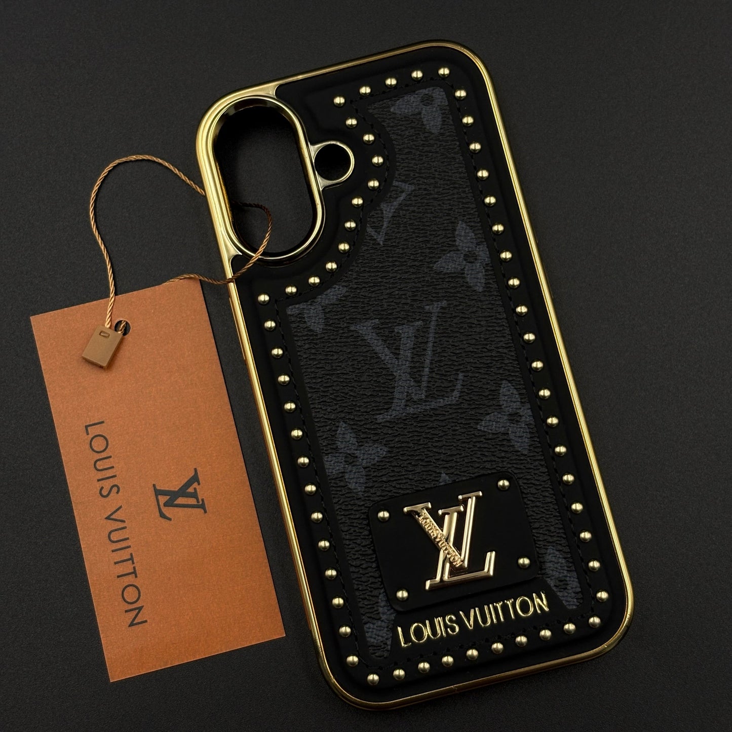 Gold Chrome Border Luxury Fashion Brand Monogram Case for iPhone 17