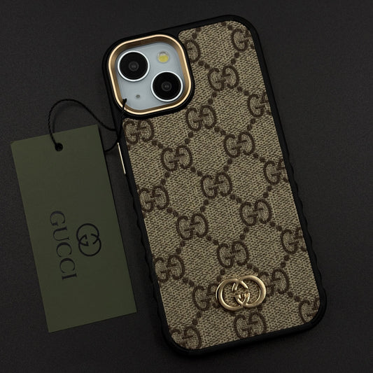 Beige GG Classic Heritage Case for iPhone with Monogram and Gold Emblem