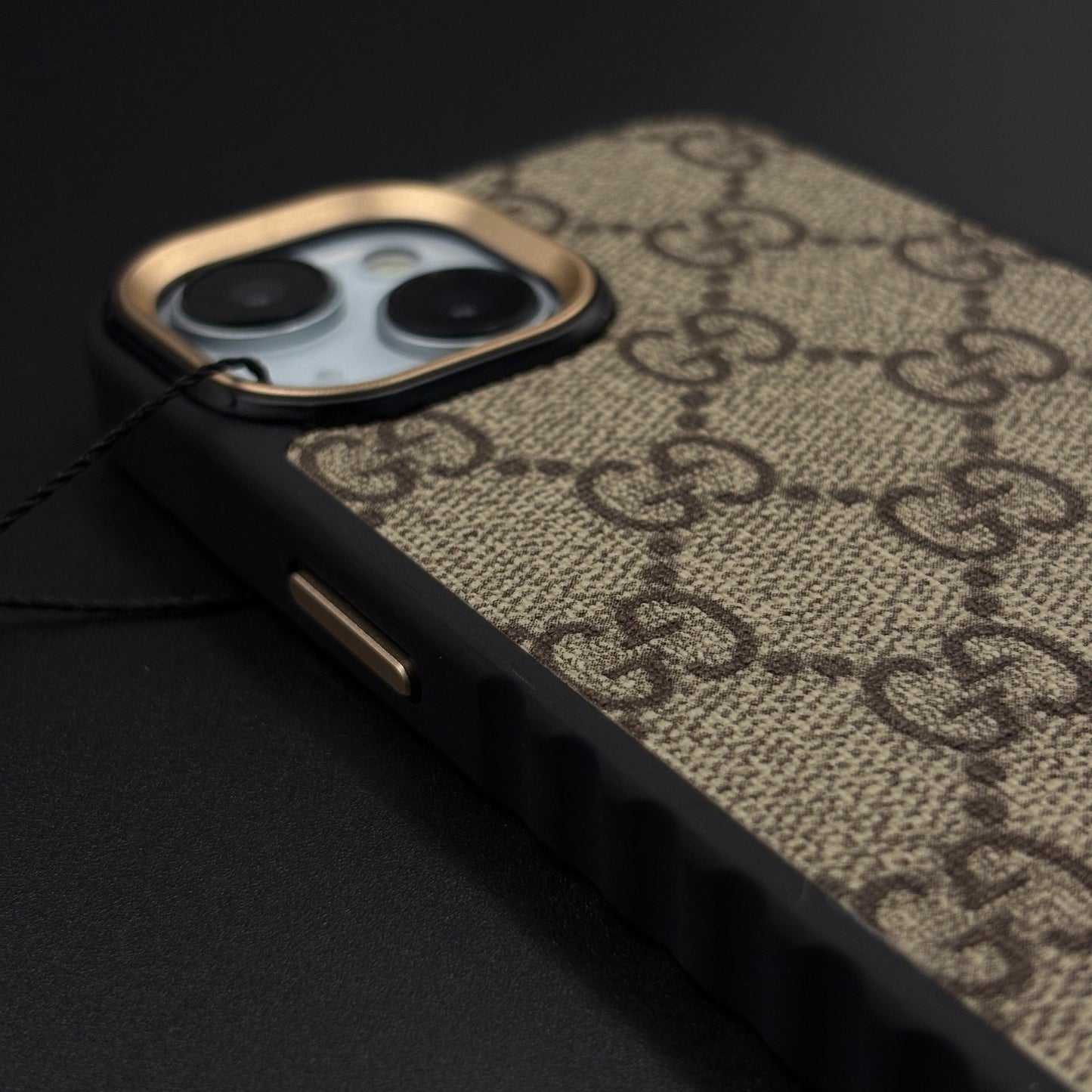 Beige GG Classic Heritage Case for iPhone with Monogram and Gold Emblem
