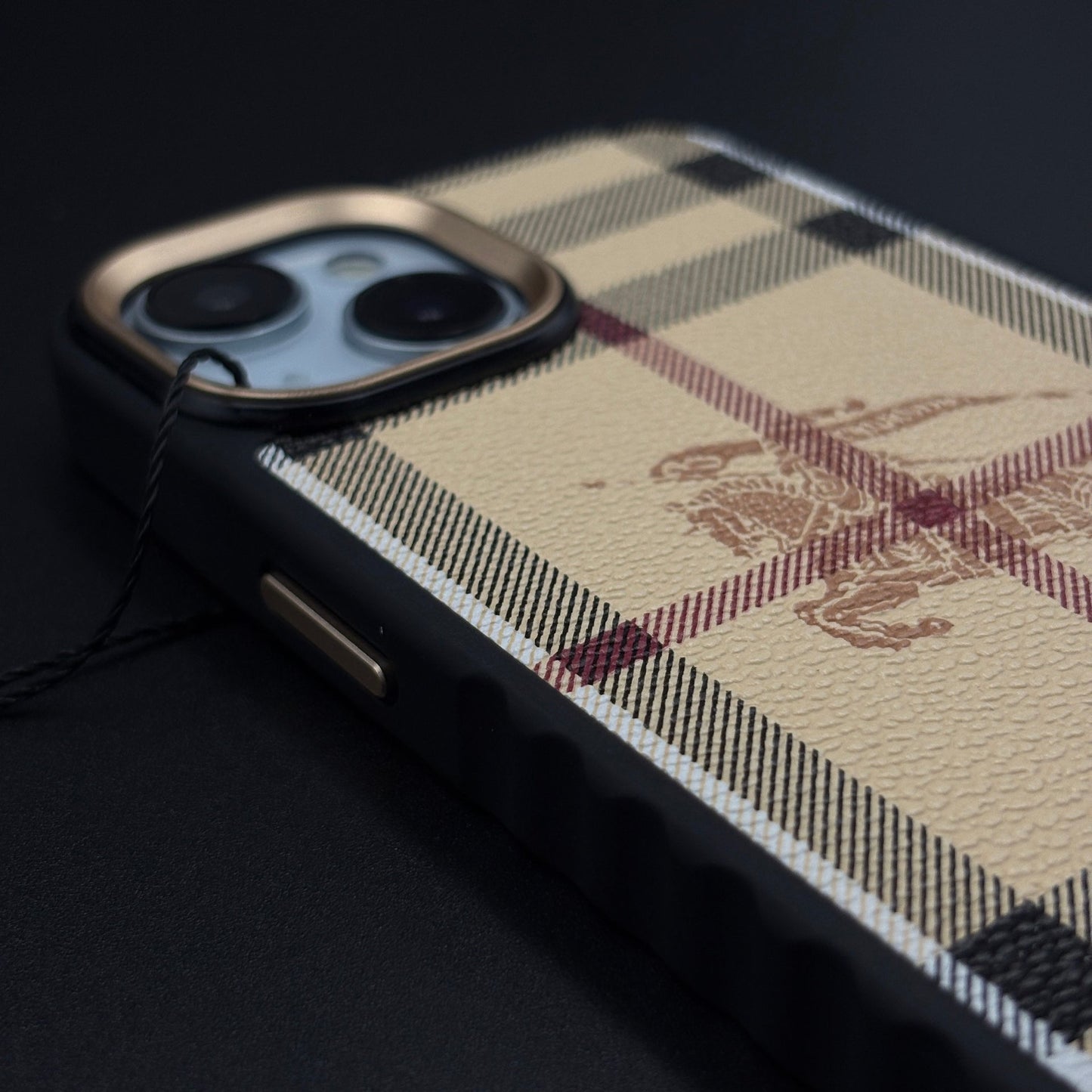 BBRY Luxe Heritage Plaid Case for iPhone with Gold Accent and Classic Check Finish