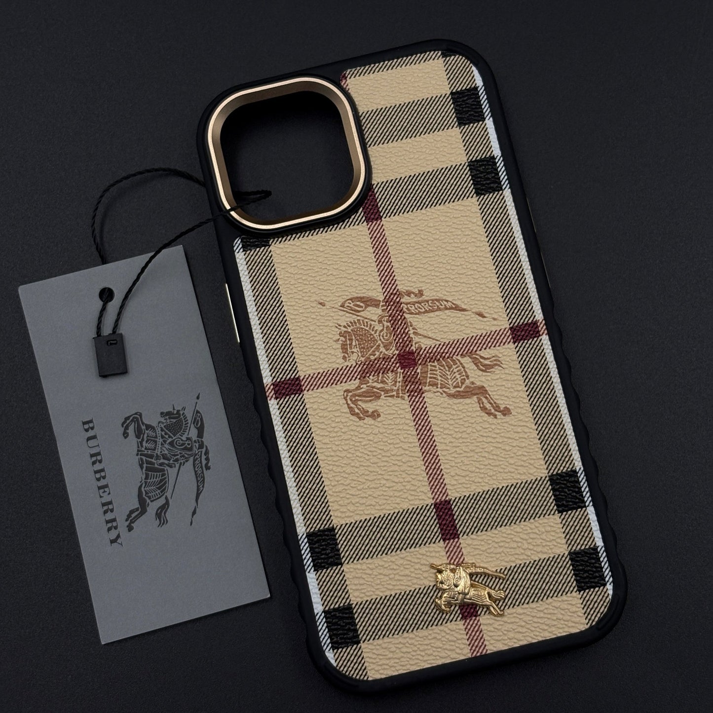 BBRY Luxe Heritage Plaid Case for iPhone with Gold Accent and Classic Check Finish
