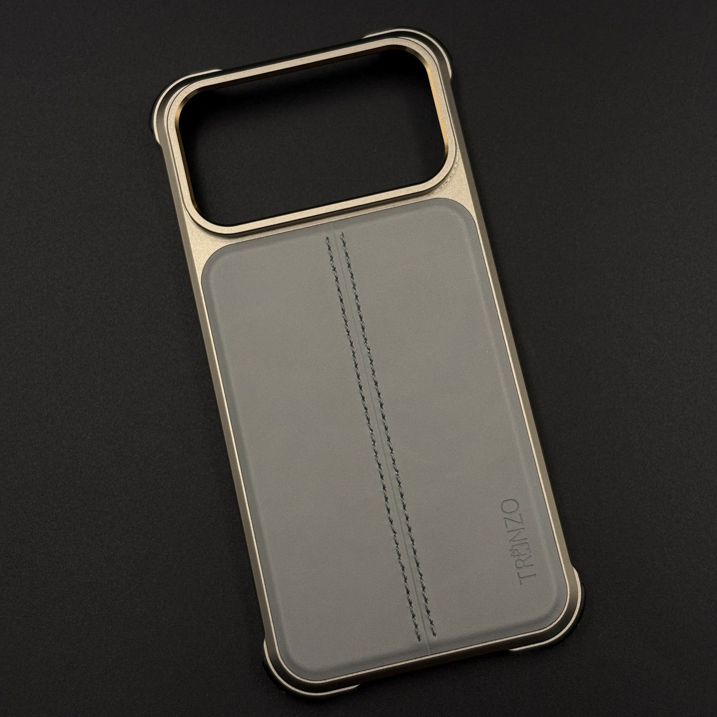 Aluminum Frame Hidden MagSafe Leather Stitch Case Cover for iPhone 17 Series