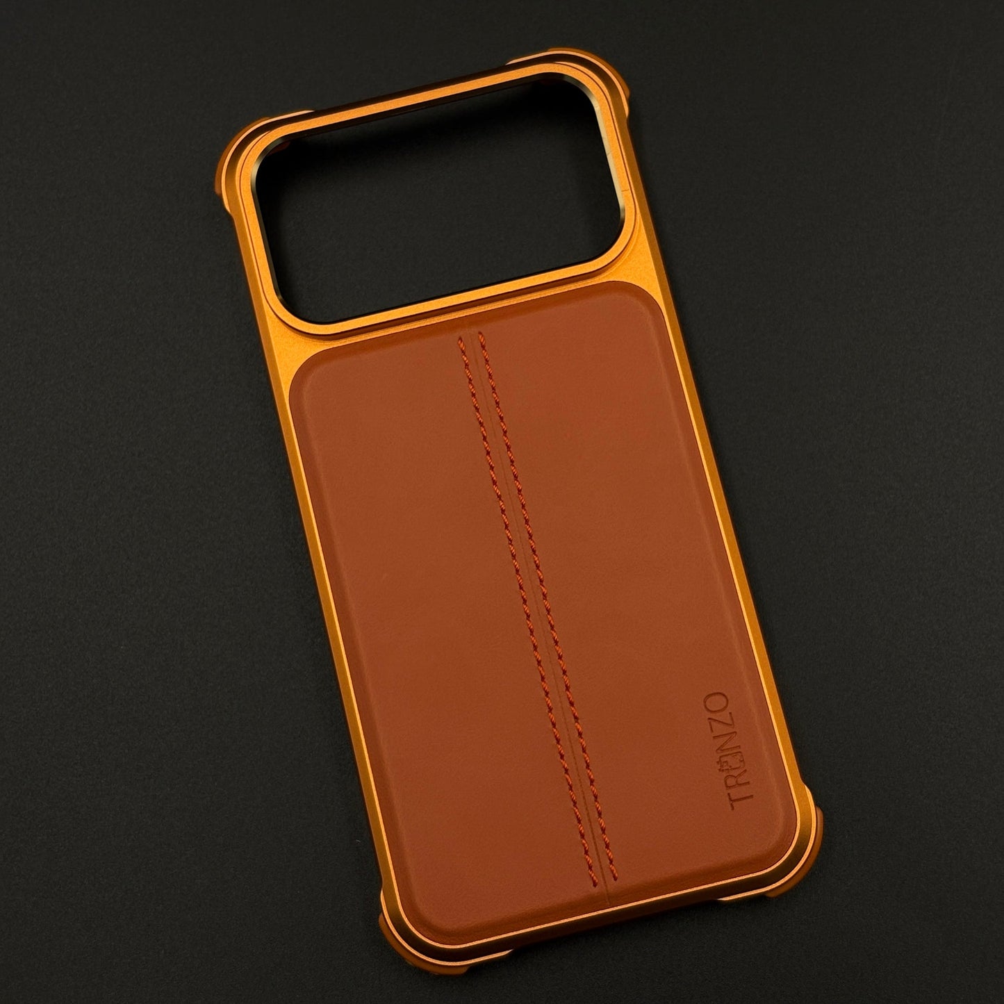 Aluminum Frame Hidden MagSafe Leather Stitch Case Cover for iPhone 17 Series