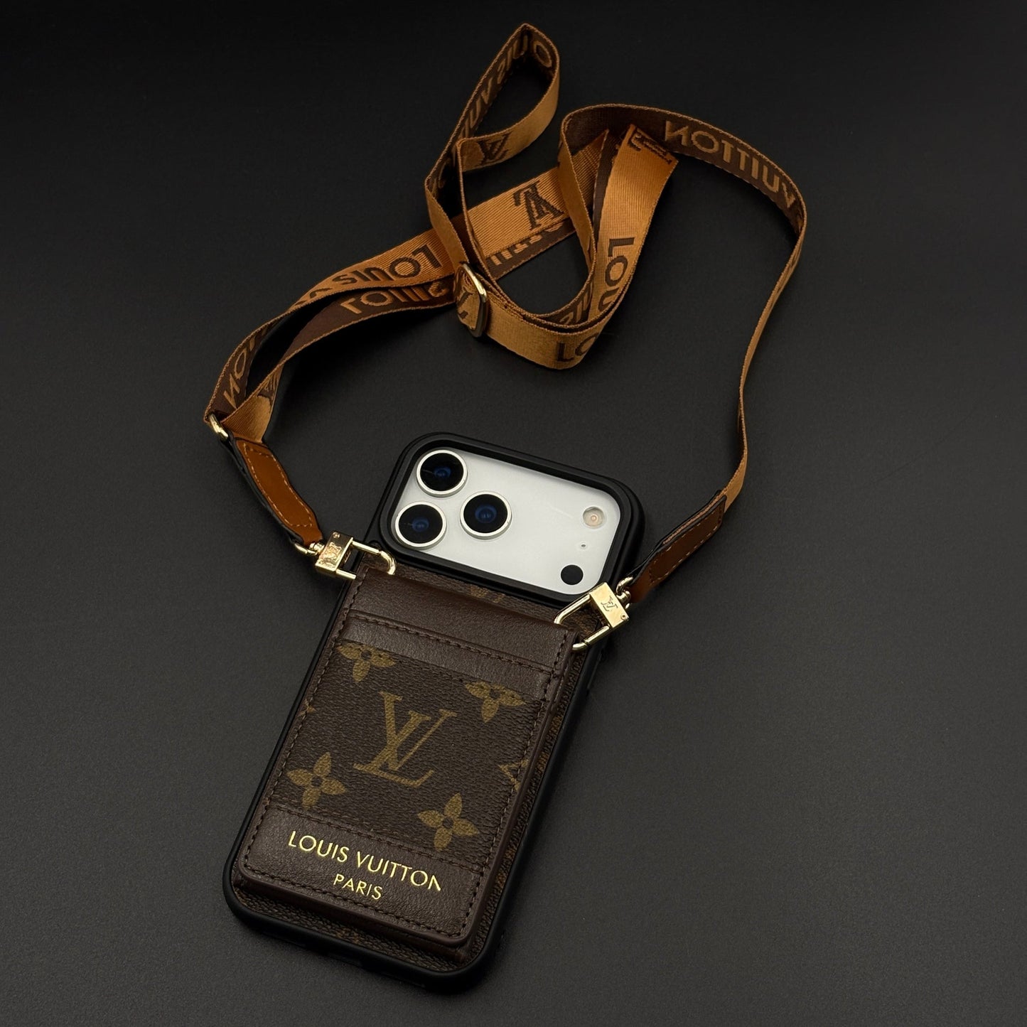 Luxury Fashion Brand Monogram Cardholder Sling Case with Mirror for iPhone 17 Series