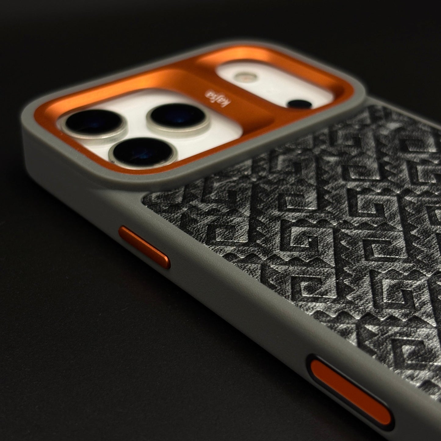 Geometric Metal & Textured Mobile Back Case Cover with AI Button for iPhone 17 Series | Dual-Tone Protective