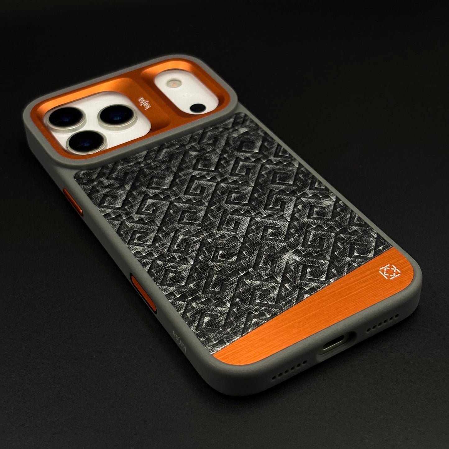 Geometric Metal & Textured Mobile Back Case Cover with AI Button for iPhone 17 Series | Dual-Tone Protective