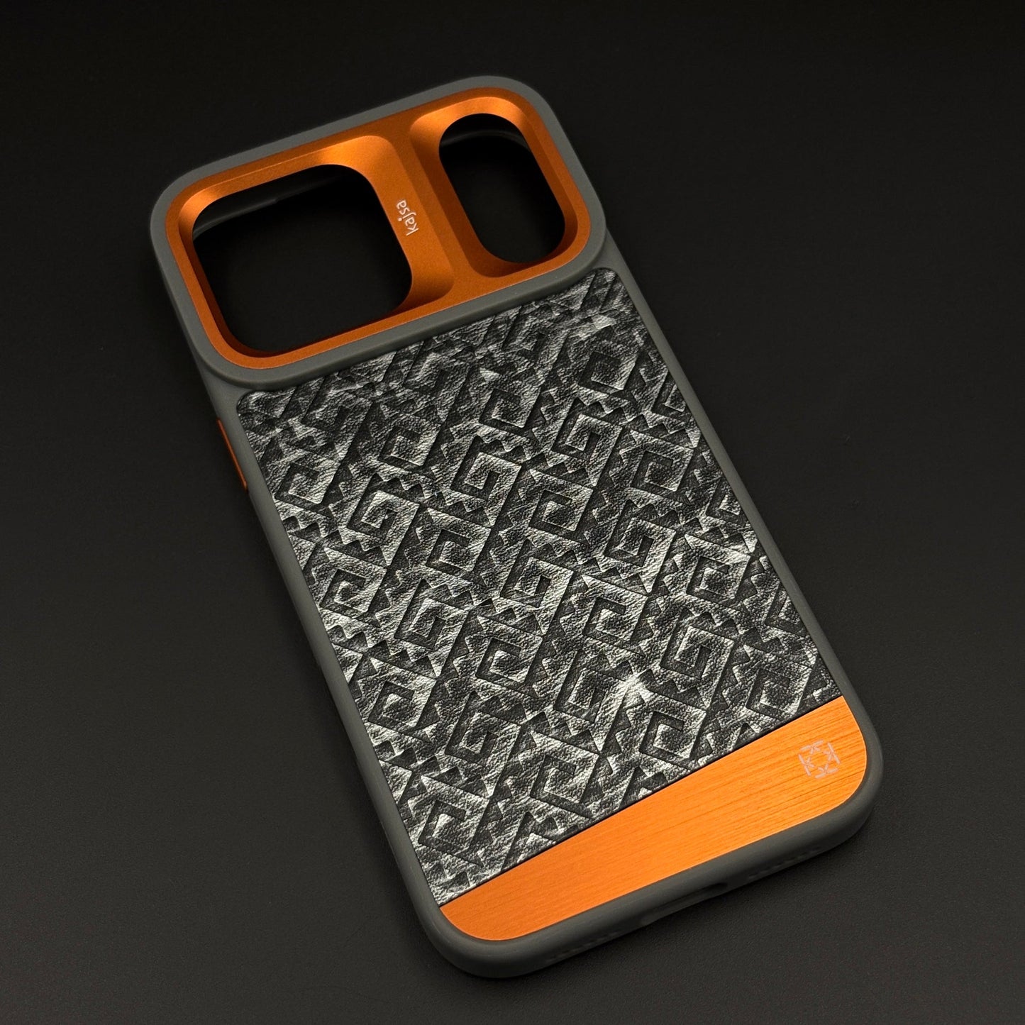 Geometric Metal & Textured Mobile Back Case Cover with AI Button for iPhone 17 Series | Dual-Tone Protective