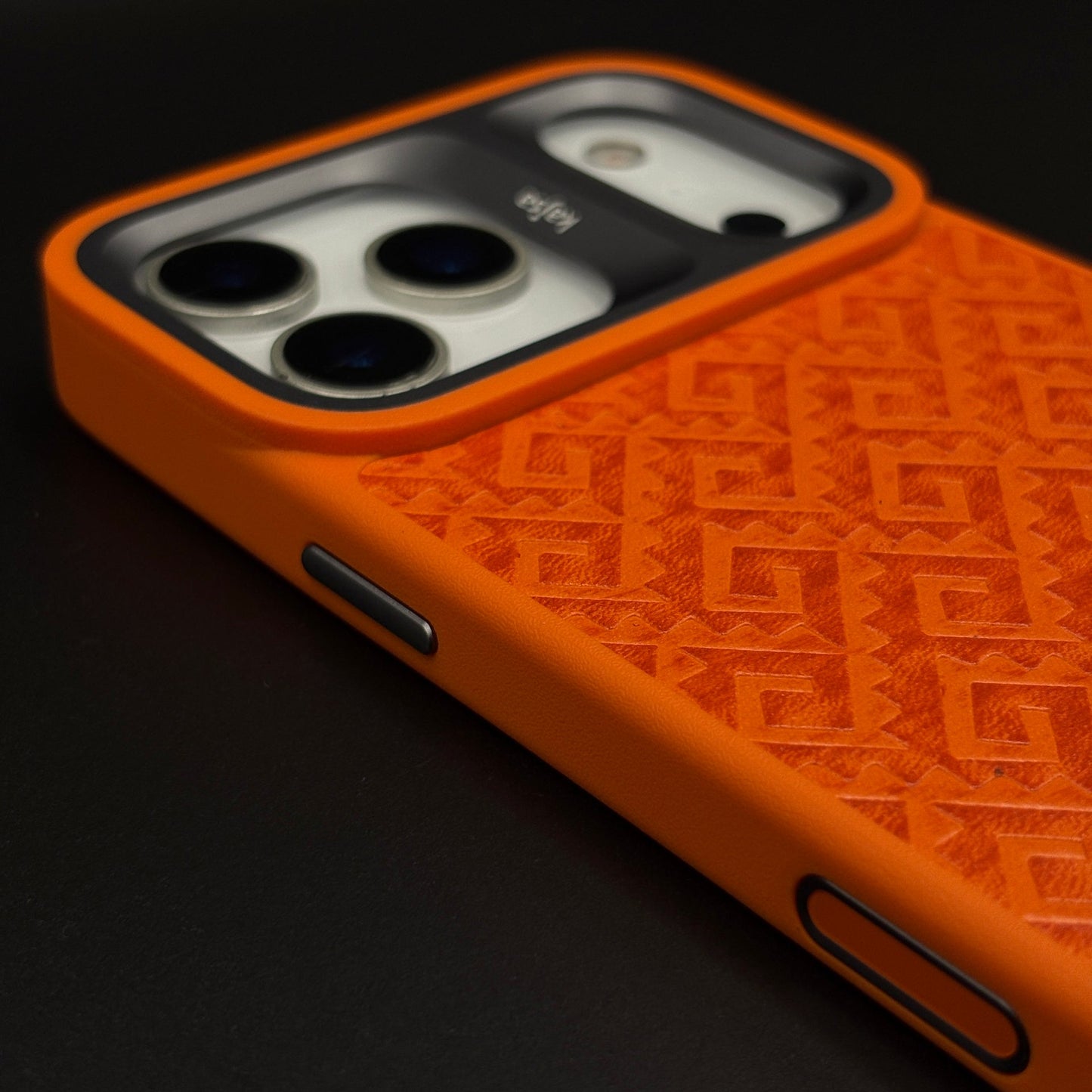 Geometric Metal & Textured Mobile Back Case Cover with AI Button for iPhone 17 Series | Dual-Tone Protective