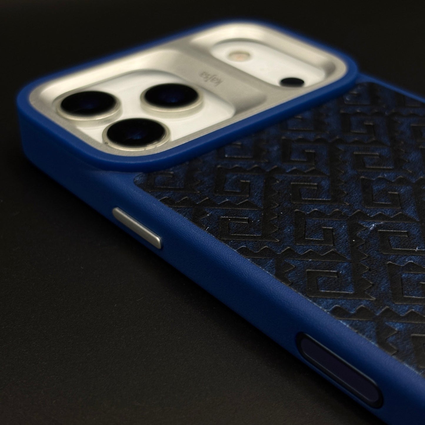 Geometric Metal & Textured Mobile Back Case Cover with AI Button for iPhone 17 Series | Dual-Tone Protective