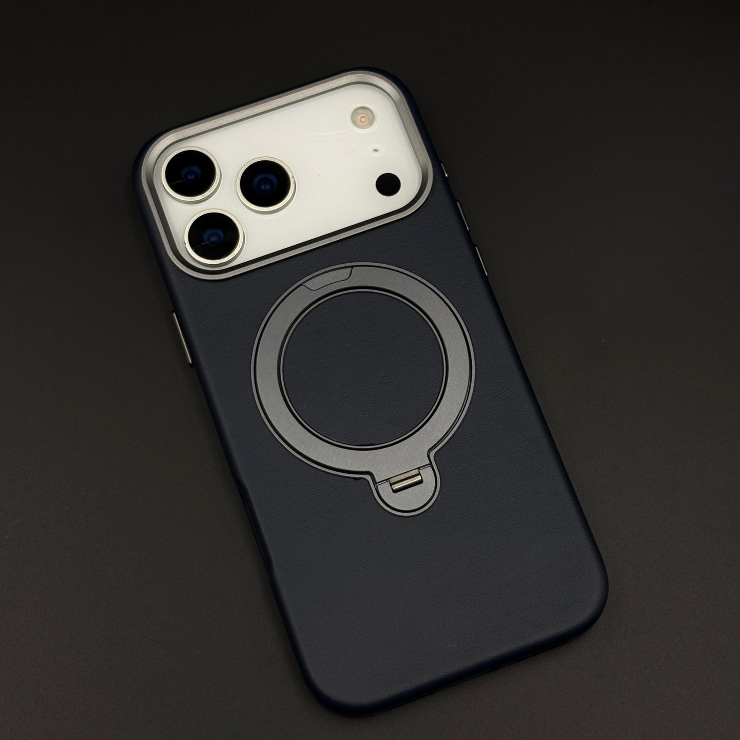 Genuine Leather Mobile Case Cover with 360° Rotating Stand & MagSafe for iPhone 17 Series