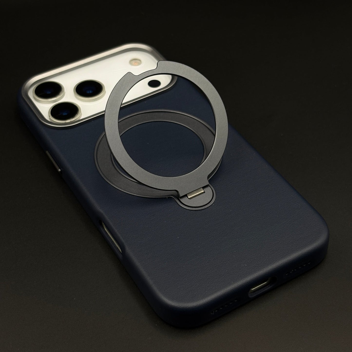 Genuine Leather Mobile Case Cover with 360° Rotating Stand & MagSafe for iPhone 17 Series