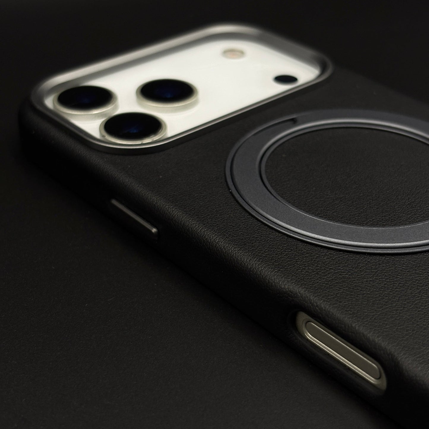 Genuine Leather Mobile Case Cover with 360° Rotating Stand & MagSafe for iPhone 17 Series