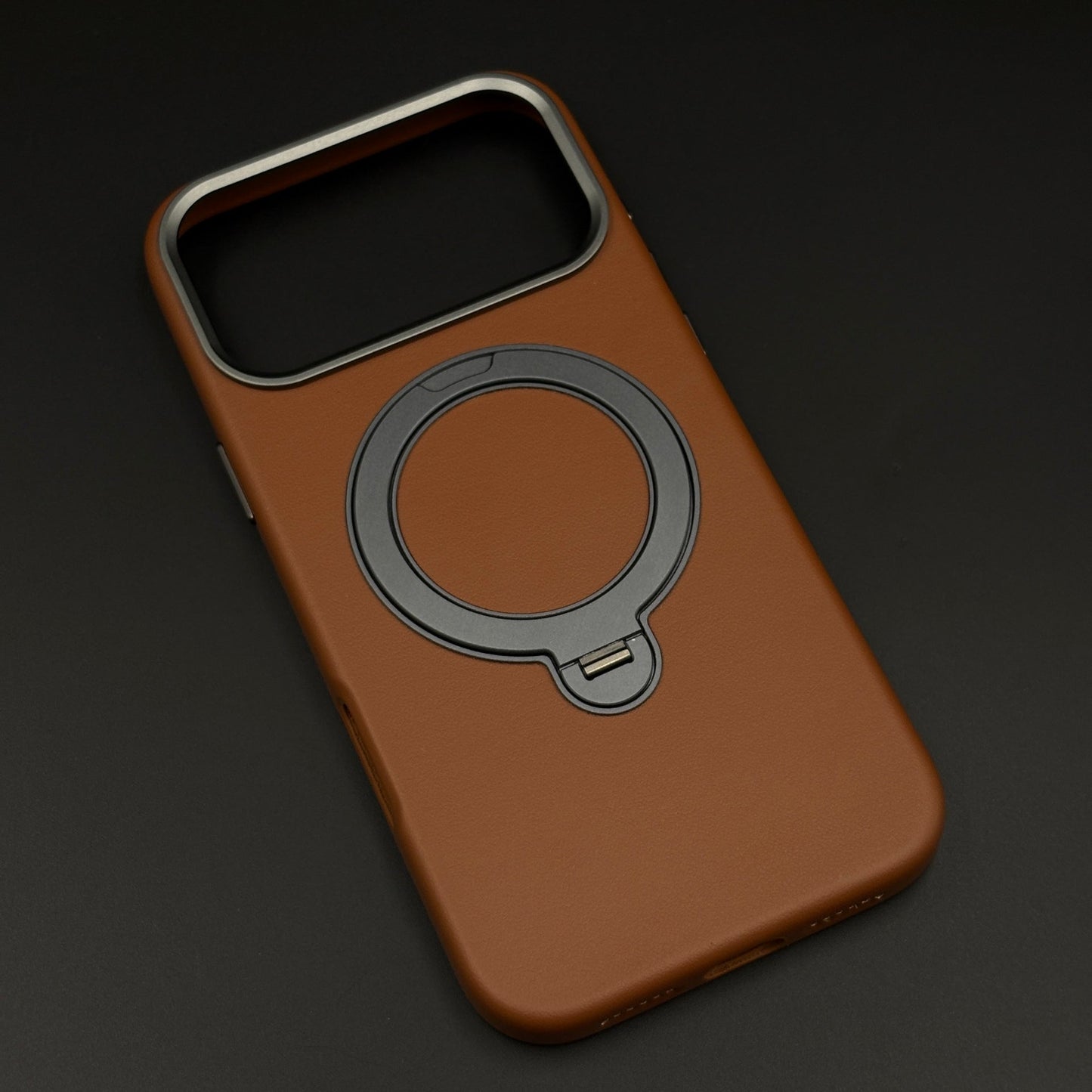 Genuine Leather Mobile Case Cover with 360° Rotating Stand & MagSafe for iPhone 17 Series
