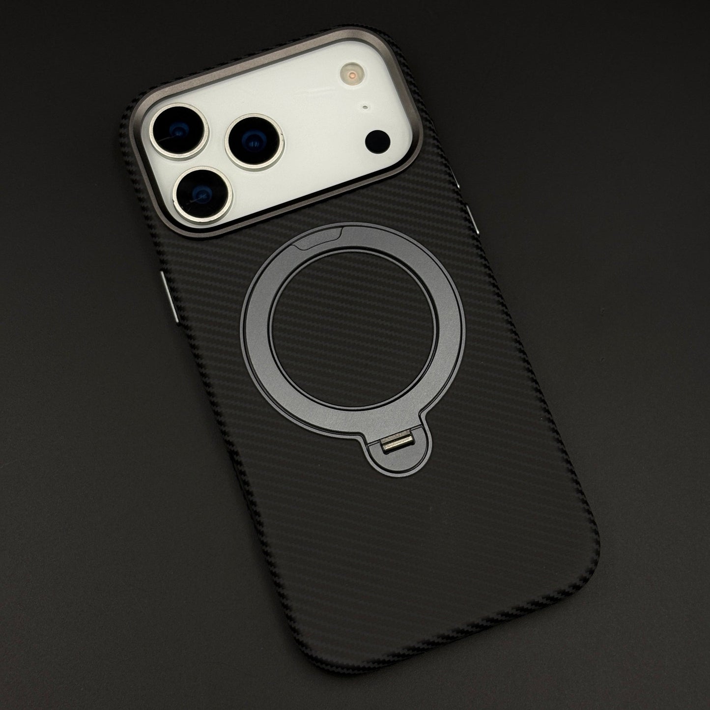 Carbon Fibre Case with Rotating Stand & MagSafe for iPhone 17 Series | Protective Cover