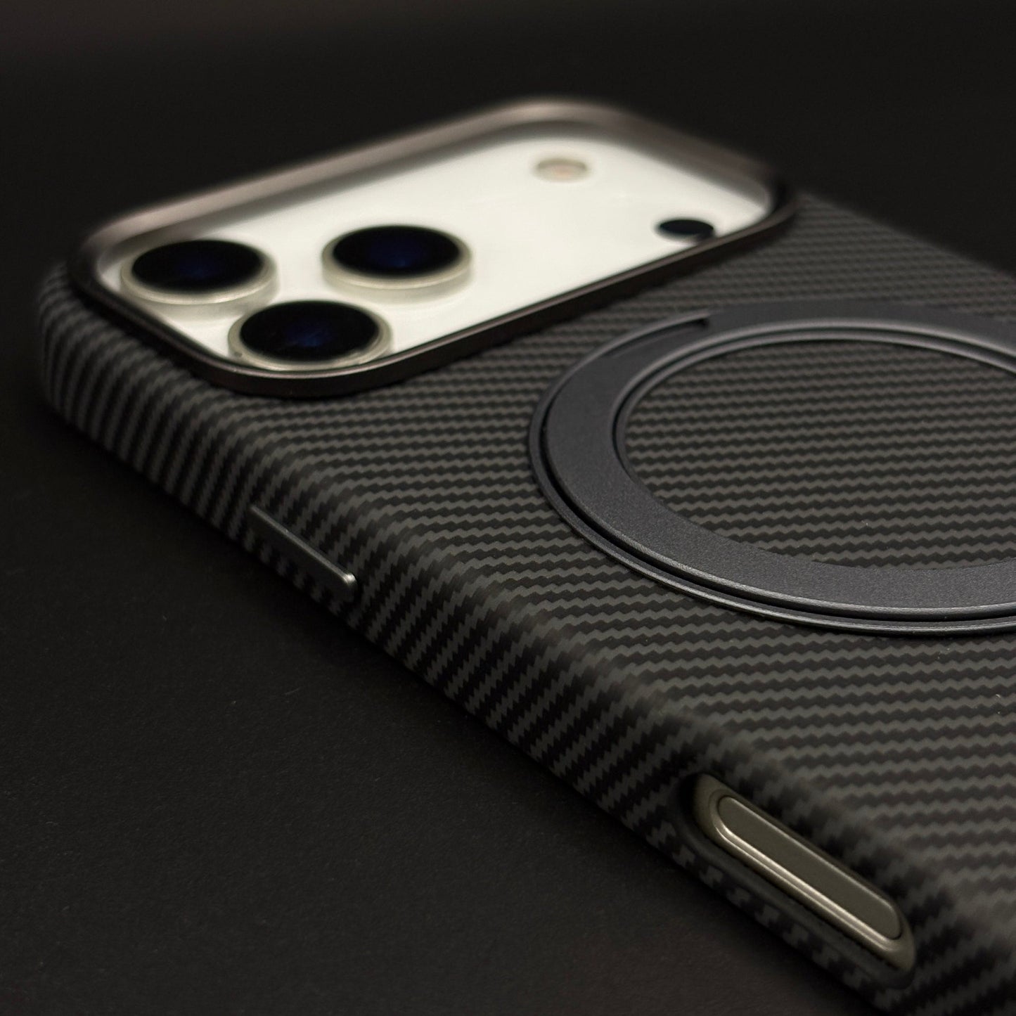 Carbon Fibre Case with Rotating Stand & MagSafe for iPhone 17 Series | Protective Cover