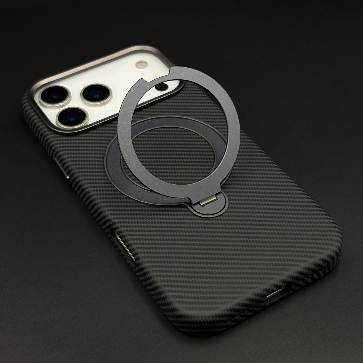 Carbon Fibre Case with Rotating Stand & MagSafe for iPhone 17 Series | Protective Cover