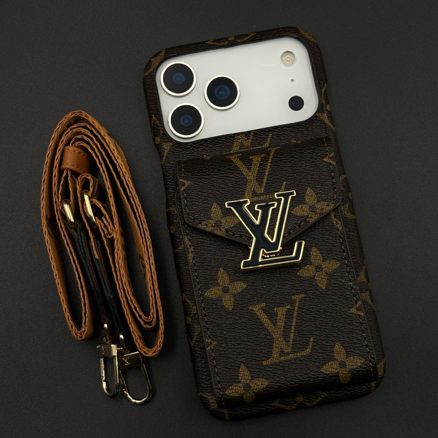 Luxury Fashion Brand Monogram Cardholder Sling Case for iPhone 17 Series