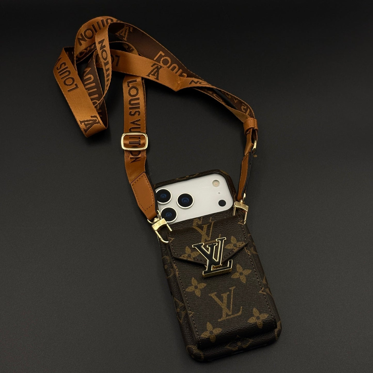 Luxury Fashion Brand Monogram Cardholder Sling Case for iPhone 17 Series