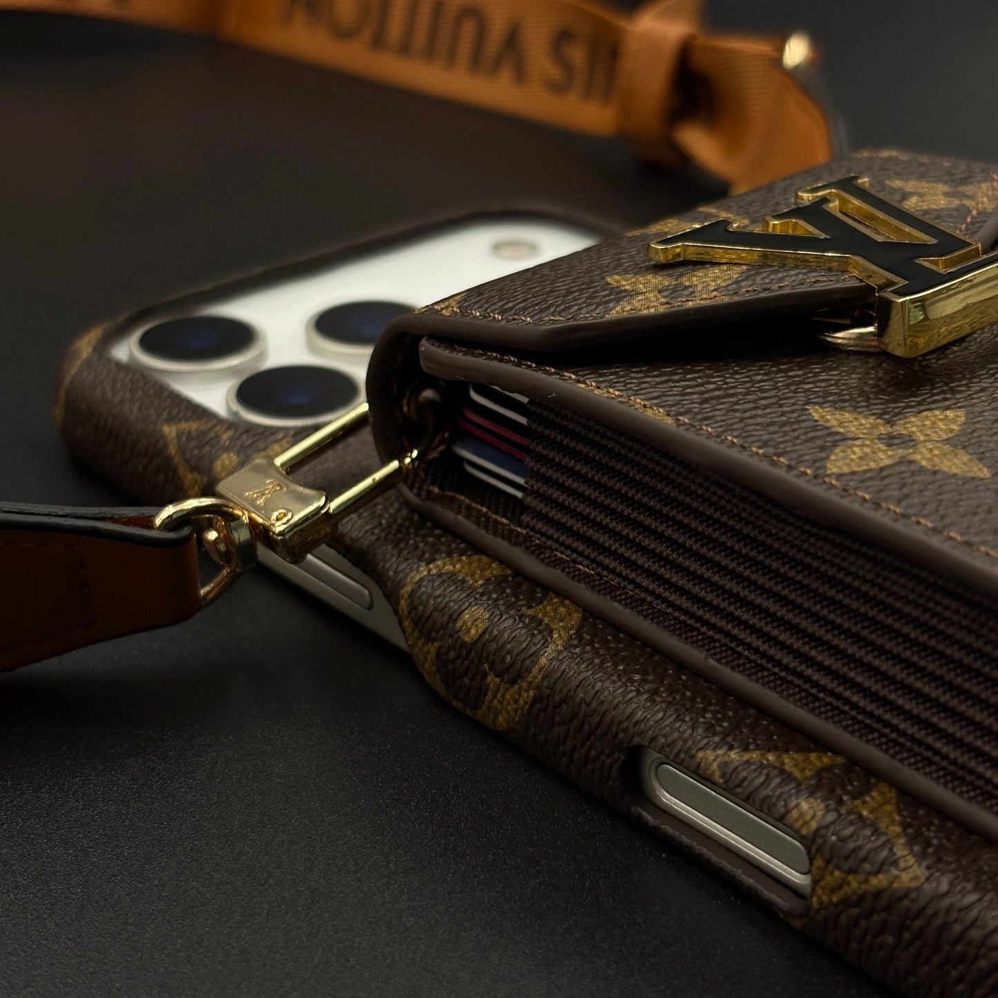 Luxury Fashion Brand Monogram Cardholder Sling Case for iPhone 17 Series
