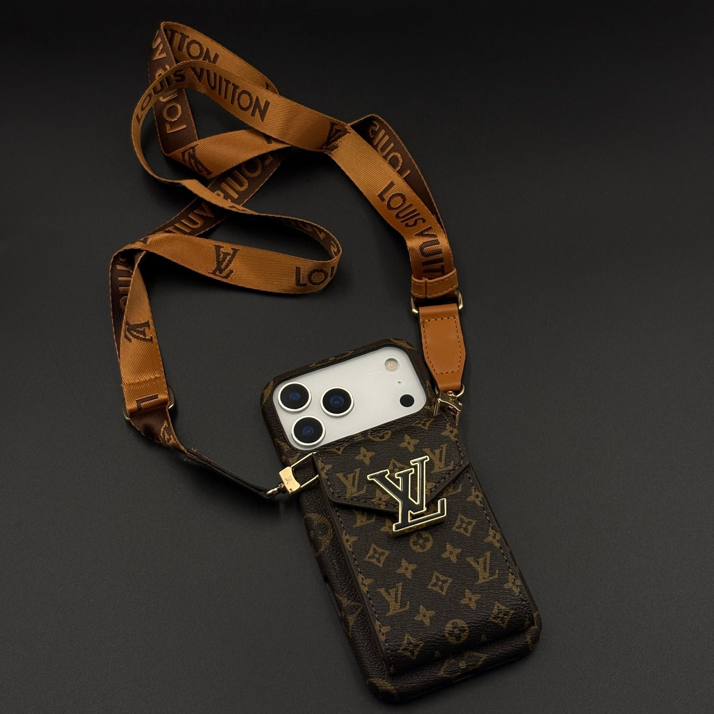 Luxury Fashion Brand Monogram Cardholder Sling Case for iPhone 17 Series