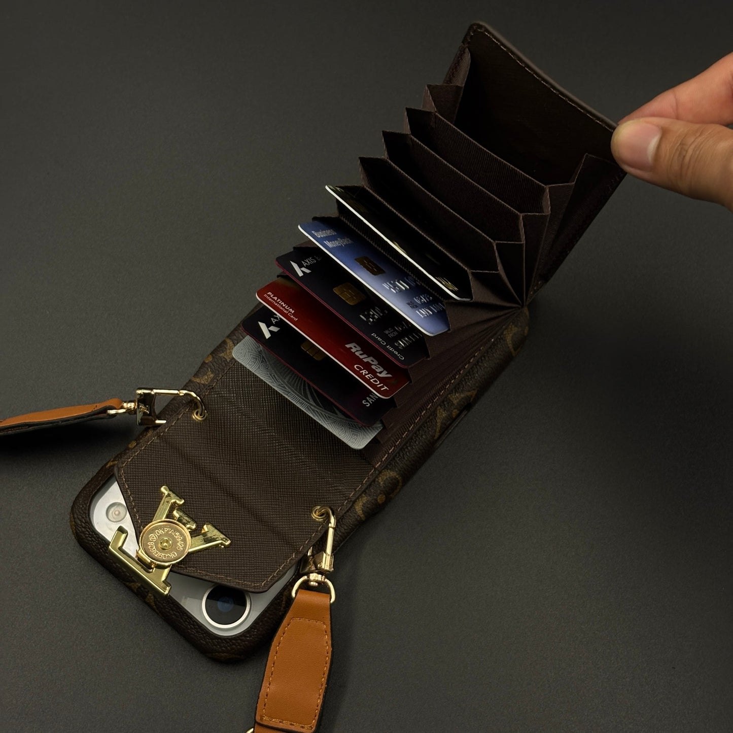 Luxury Fashion Brand Monogram Cardholder Sling Case for iPhone 17 Series