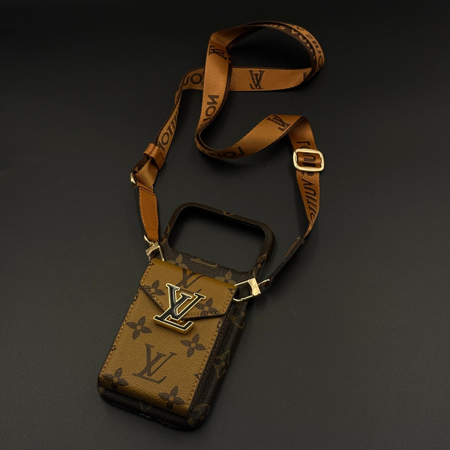 Luxury Fashion Brand Monogram Cardholder Sling Case for iPhone 17 Series