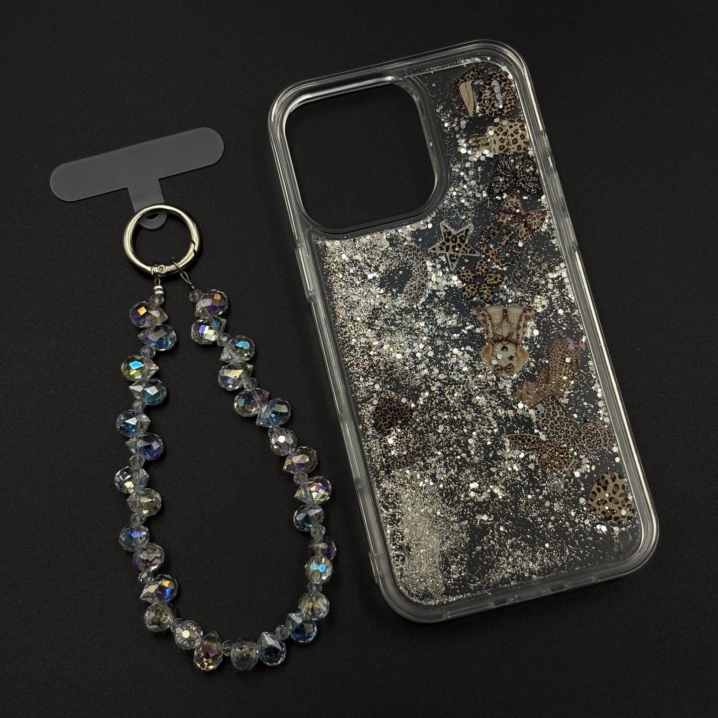 Floating Glitter Sparkle Strap Holder Case Cover for iPhone