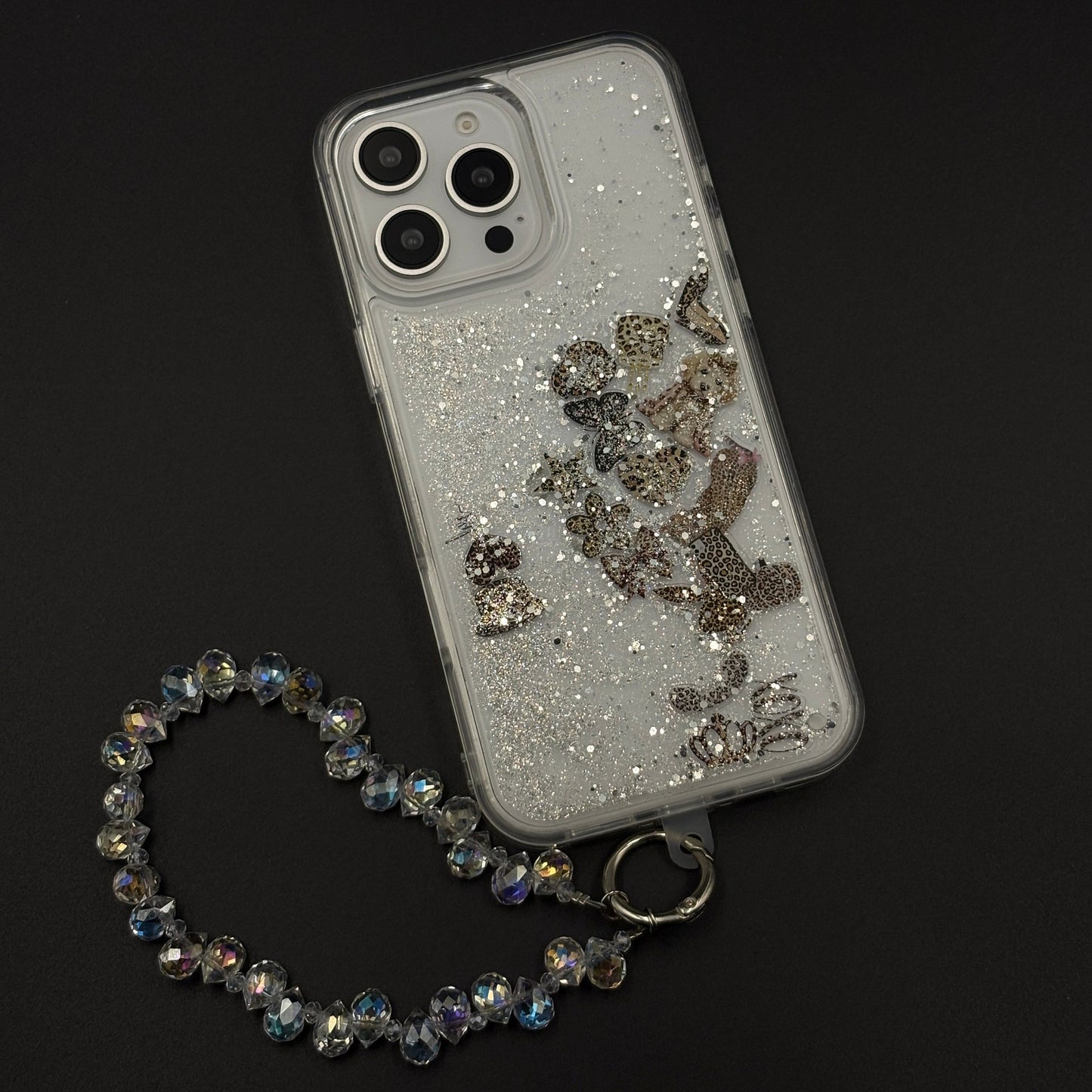 Floating Glitter Sparkle Strap Holder Case Cover for iPhone