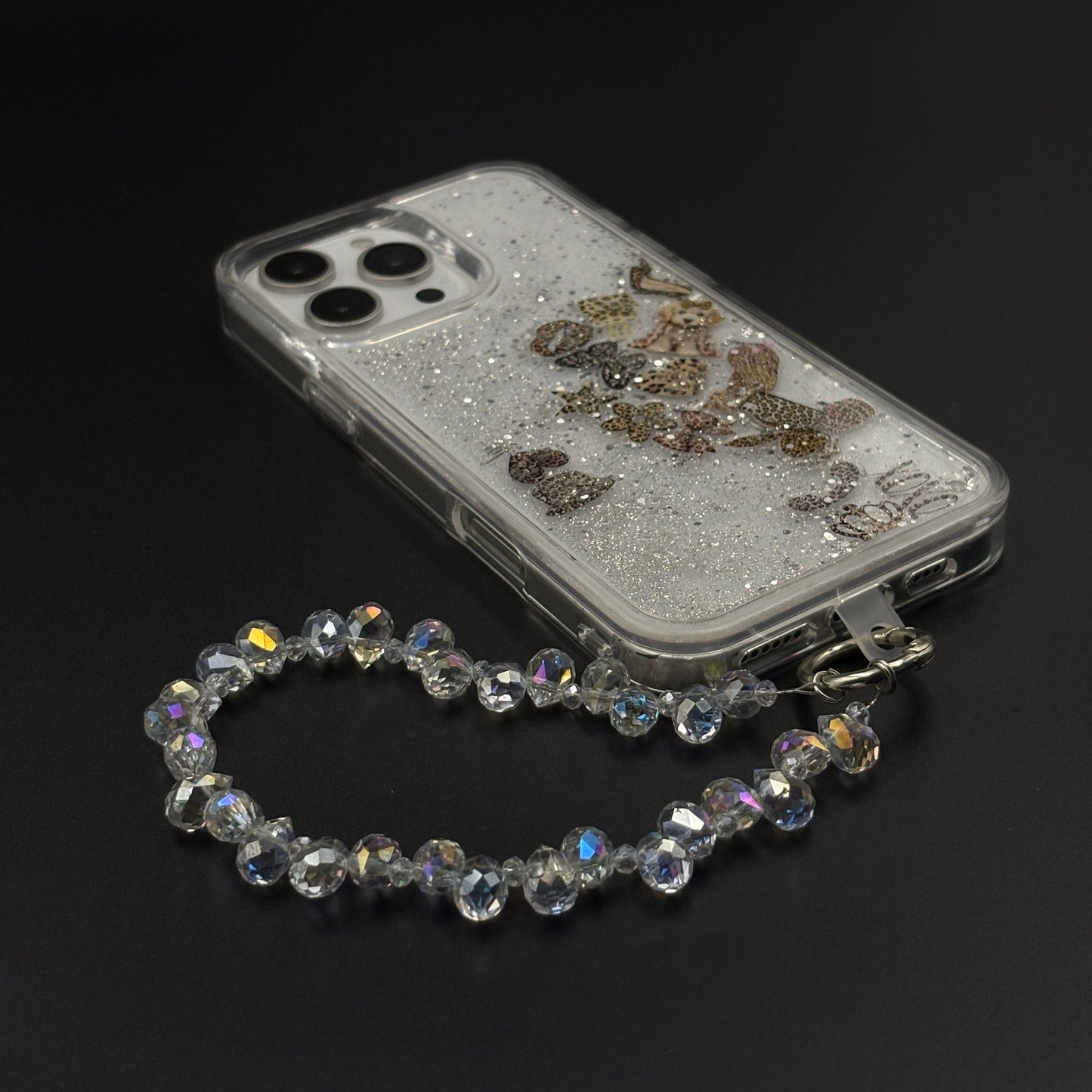 Floating Glitter Sparkle Strap Holder Case Cover for iPhone