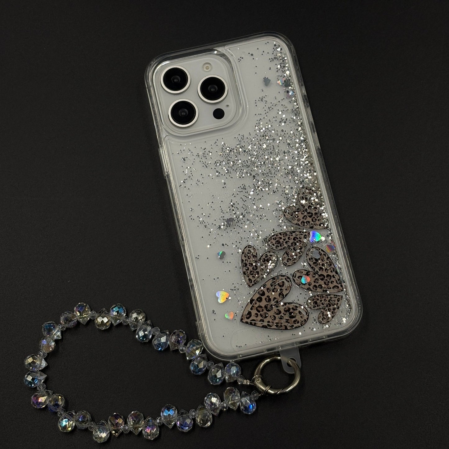 Floating Glitter Sparkle Strap Holder Case Cover for iPhone