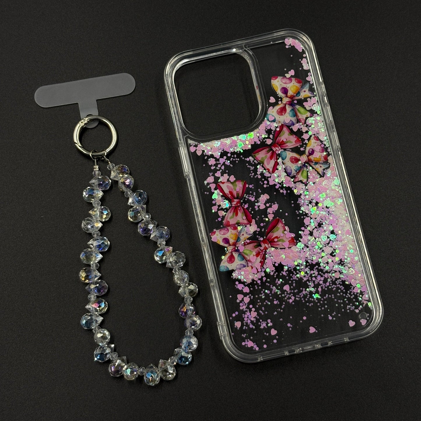Floating Glitter Sparkle Strap Holder Case Cover for iPhone