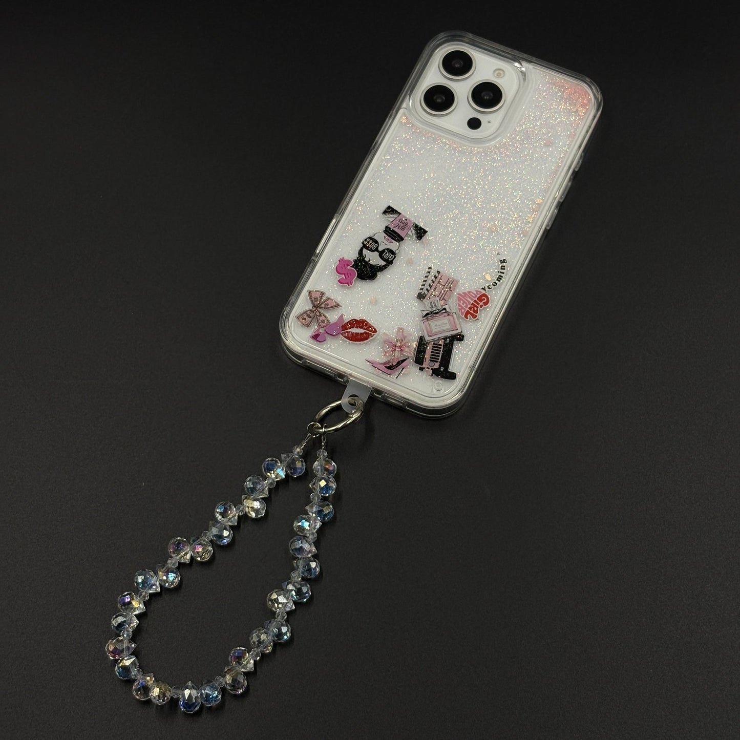 Floating Glitter Sparkle Strap Holder Case Cover for iPhone