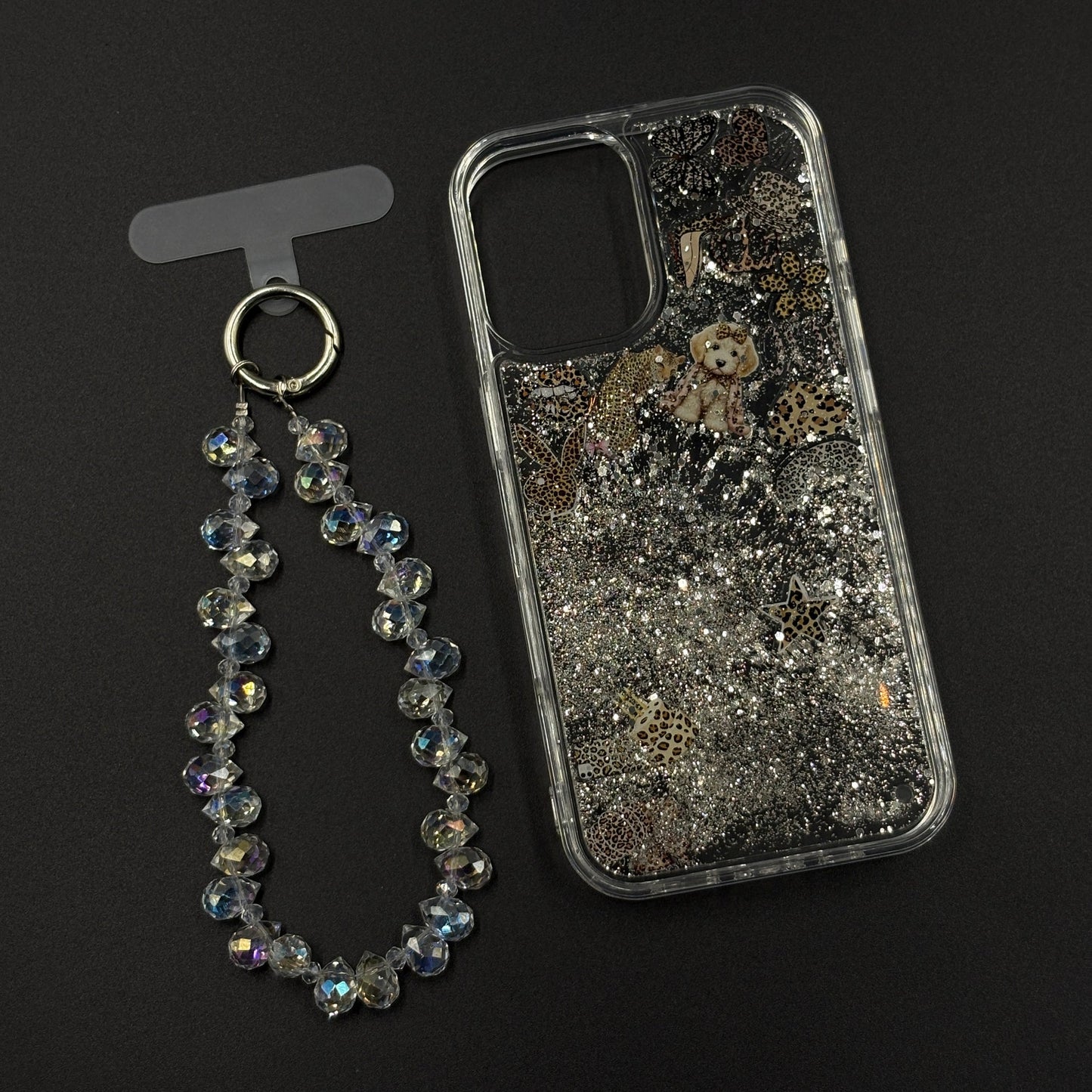 Floating Glitter Sparkle Strap Holder Case Cover for iPhone