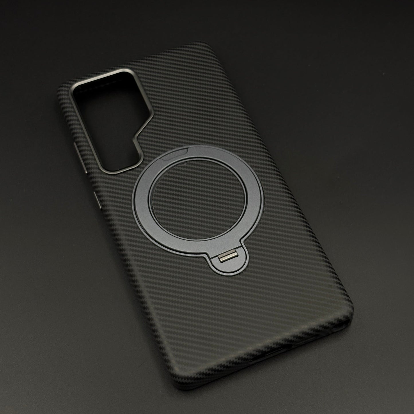 Carbon Fibre Case with Rotating Stand & MagSafe for Samsung Galaxy S25 Ultra | Protective Cover