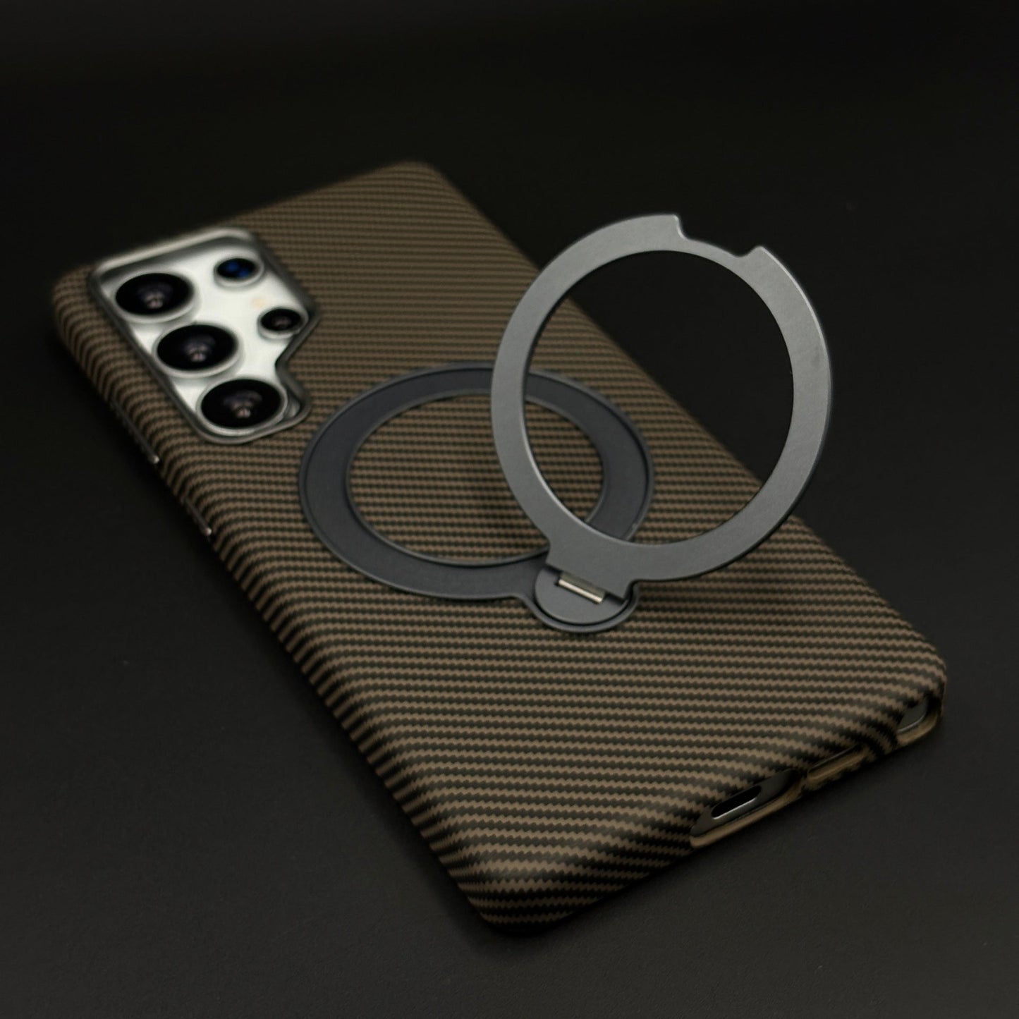 Carbon Fibre Case with Rotating Stand & MagSafe for Samsung Galaxy S25 Ultra | Protective Cover