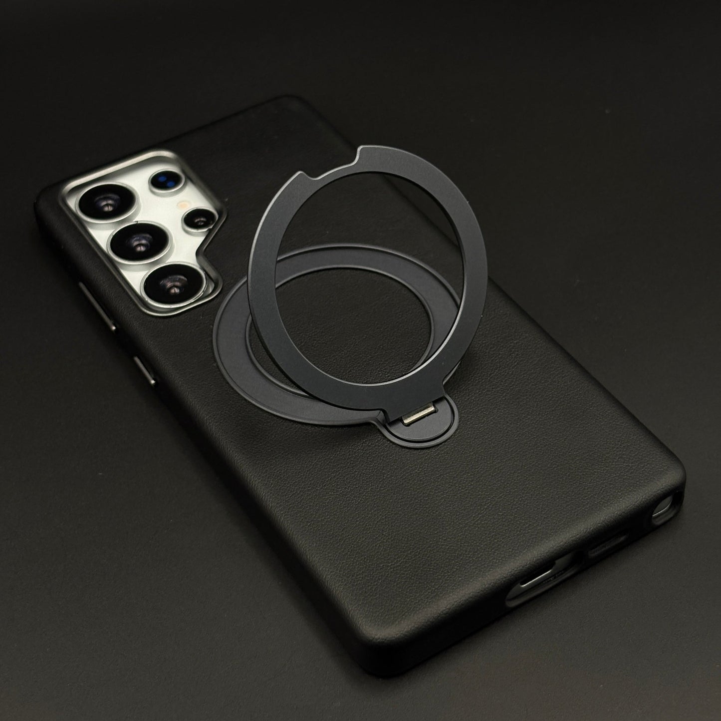 Genuine Leather Mobile Case Cover with 360° Rotating Stand & MagSafe for Samsung Galaxy S24 Ultra | Protective Cover