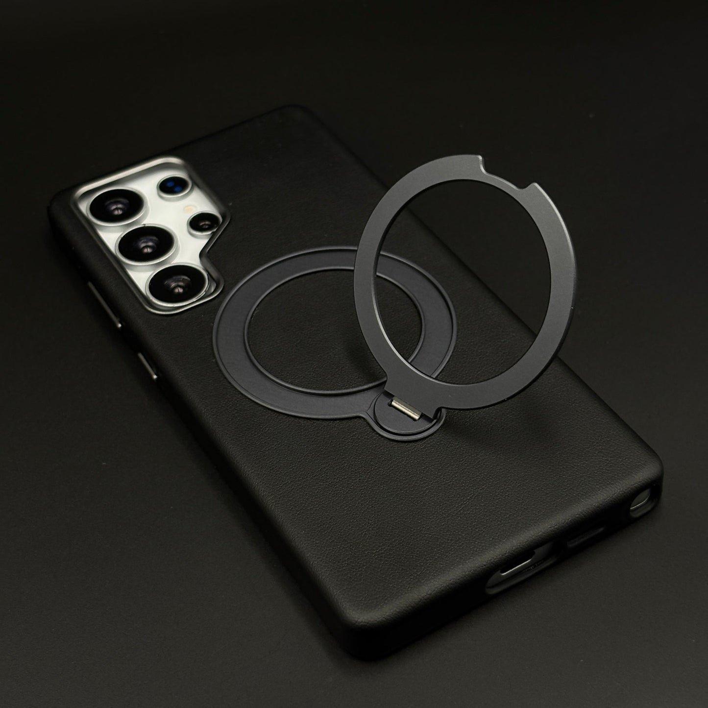 Genuine Leather Mobile Case Cover with 360° Rotating Stand & MagSafe for Samsung Galaxy S25 Ultra