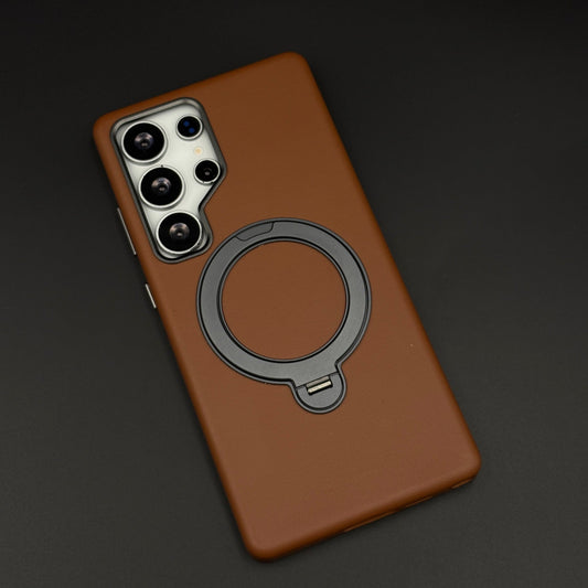 Genuine Leather Mobile Case Cover with 360° Rotating Stand & MagSafe for Samsung Galaxy S25 Ultra