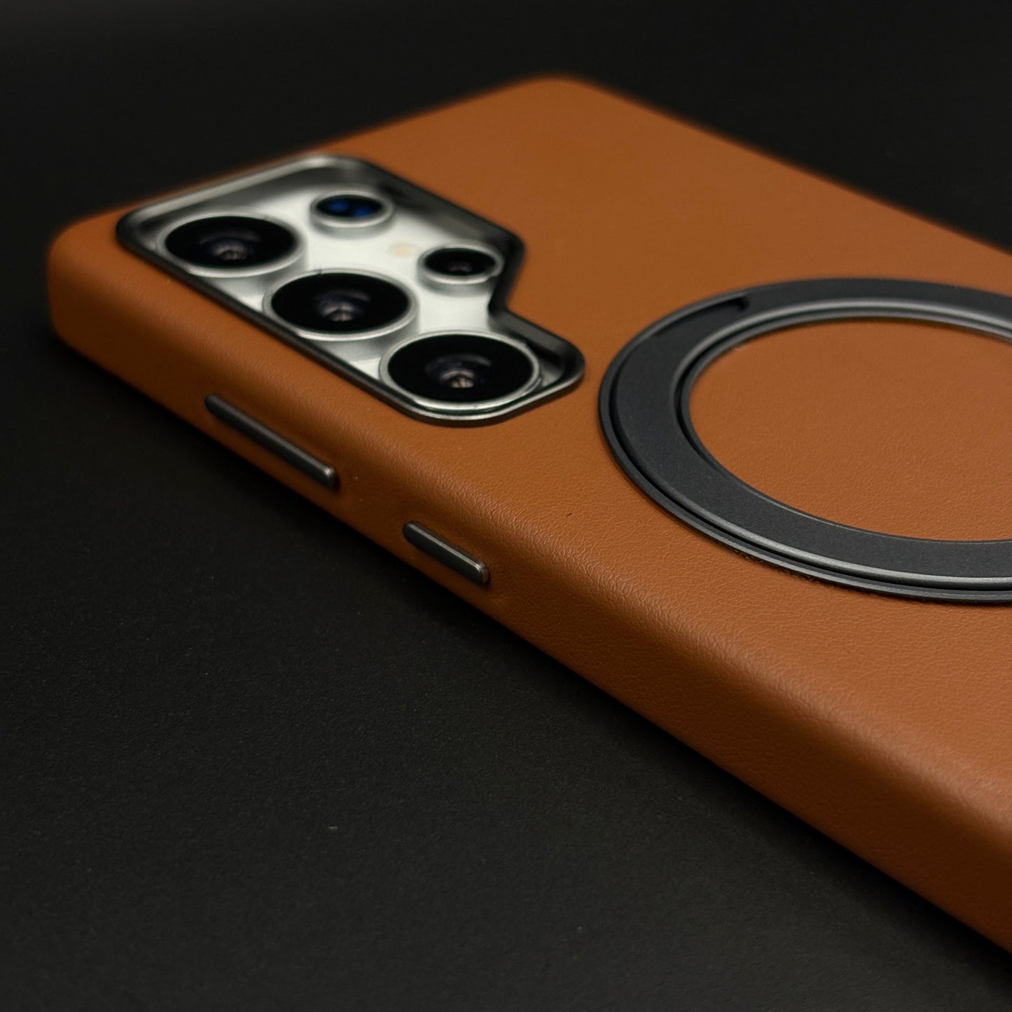 Genuine Leather Mobile Case Cover with 360° Rotating Stand & MagSafe for Samsung Galaxy S24 Ultra | Protective Cover
