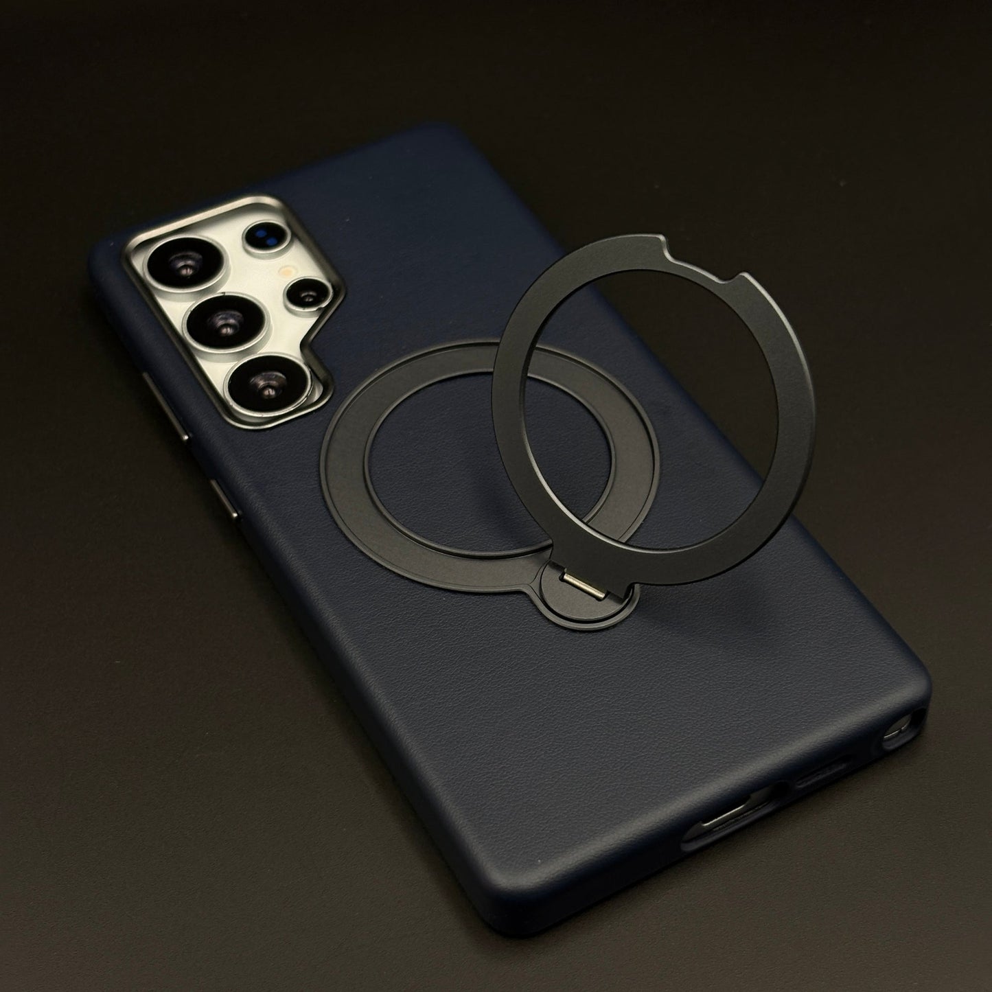 Genuine Leather Mobile Case Cover with 360° Rotating Stand & MagSafe for Samsung Galaxy S24 Ultra | Protective Cover