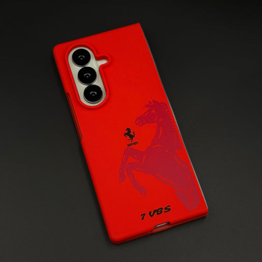 FR Horse Silhouette Red Mobile Case Cover for Samsung Galaxy Z Fold 7 | Soft Silicone Touch | Sports Edition