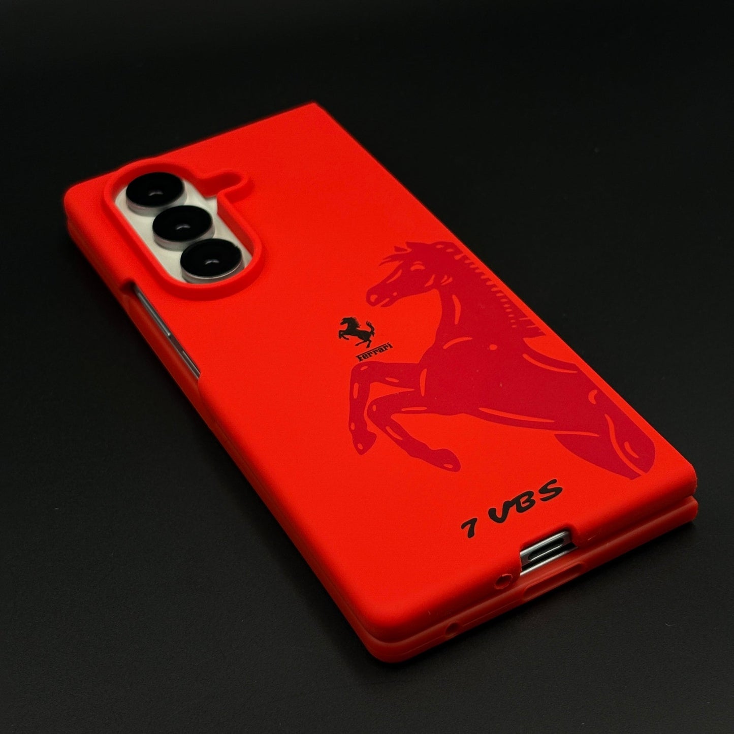 FR Horse Silhouette Red Mobile Case Cover for Samsung Galaxy Z Fold 7 | Soft Silicone Touch | Sports Edition
