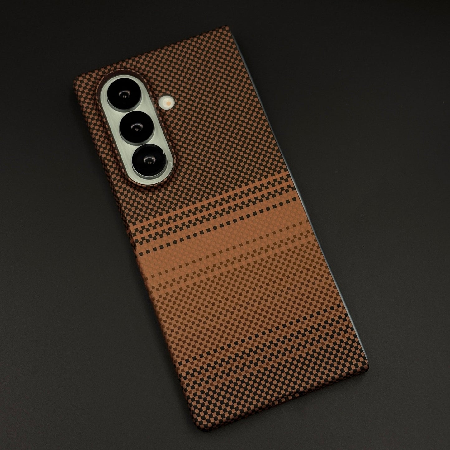 Cocoa Brown Stripe Carbon Fibre Feel MagSafe Mobile Case Cover for Samsung Galaxy Z Fold 7 | Slim Protective Shell