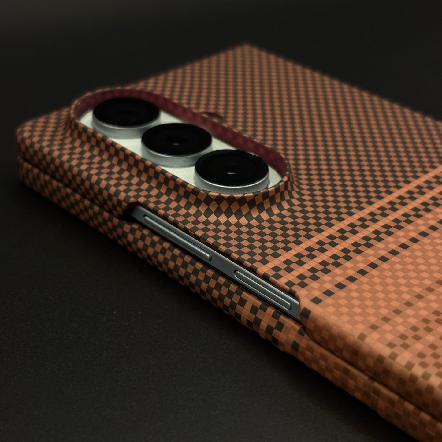 Cocoa Brown Stripe Carbon Fibre Feel MagSafe Mobile Case Cover for Samsung Galaxy Z Fold 7 | Slim Protective Shell