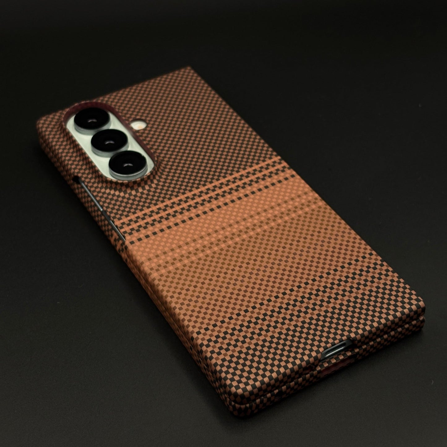 Cocoa Brown Stripe Carbon Fibre Feel MagSafe Mobile Case Cover for Samsung Galaxy Z Fold 7 | Slim Protective Shell