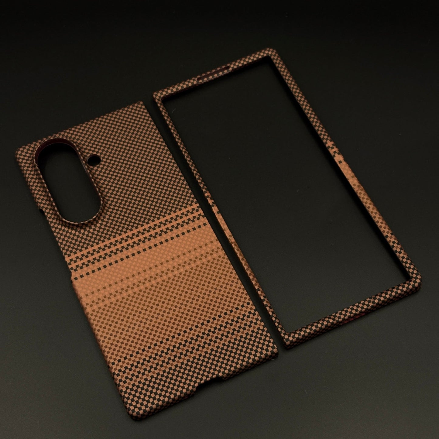 Cocoa Brown Stripe Carbon Fibre Feel MagSafe Mobile Case Cover for Samsung Galaxy Z Fold 7 | Slim Protective Shell