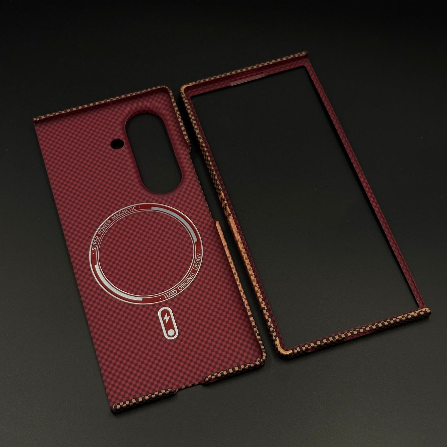 Cocoa Brown Stripe Carbon Fibre Feel MagSafe Mobile Case Cover for Samsung Galaxy Z Fold 7 | Slim Protective Shell