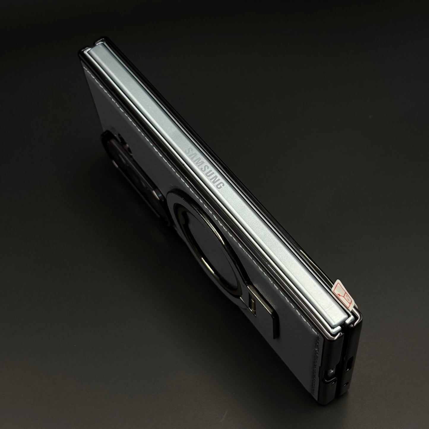 Stitched Leather Rotating Metal Stand MagSafe Mobile Case Cover for Samsung Galaxy Z Fold 6 | Front Screen Protector Included