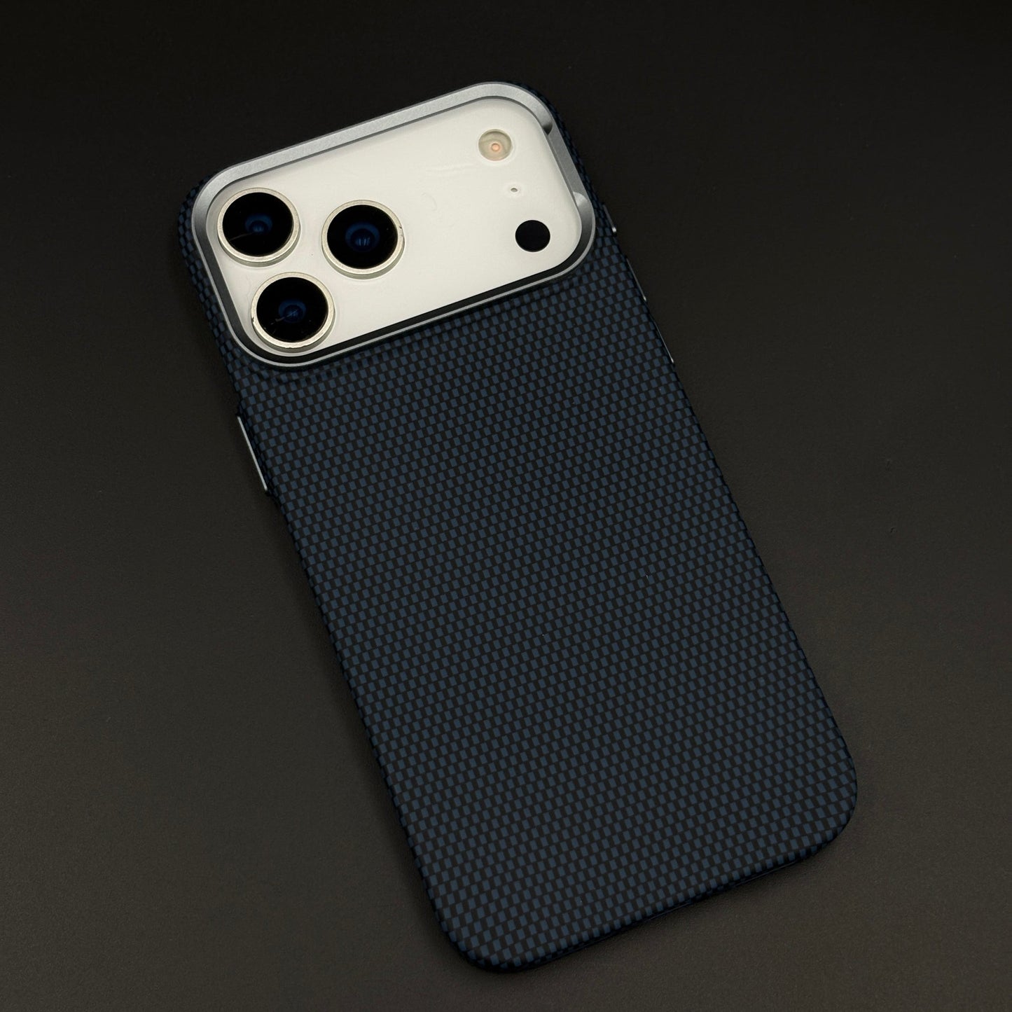 Midnight Navy Carbon Fibre Feel Hidden MagSafe Mobile Case Cover for iPhone 17 Series | Slim Protective